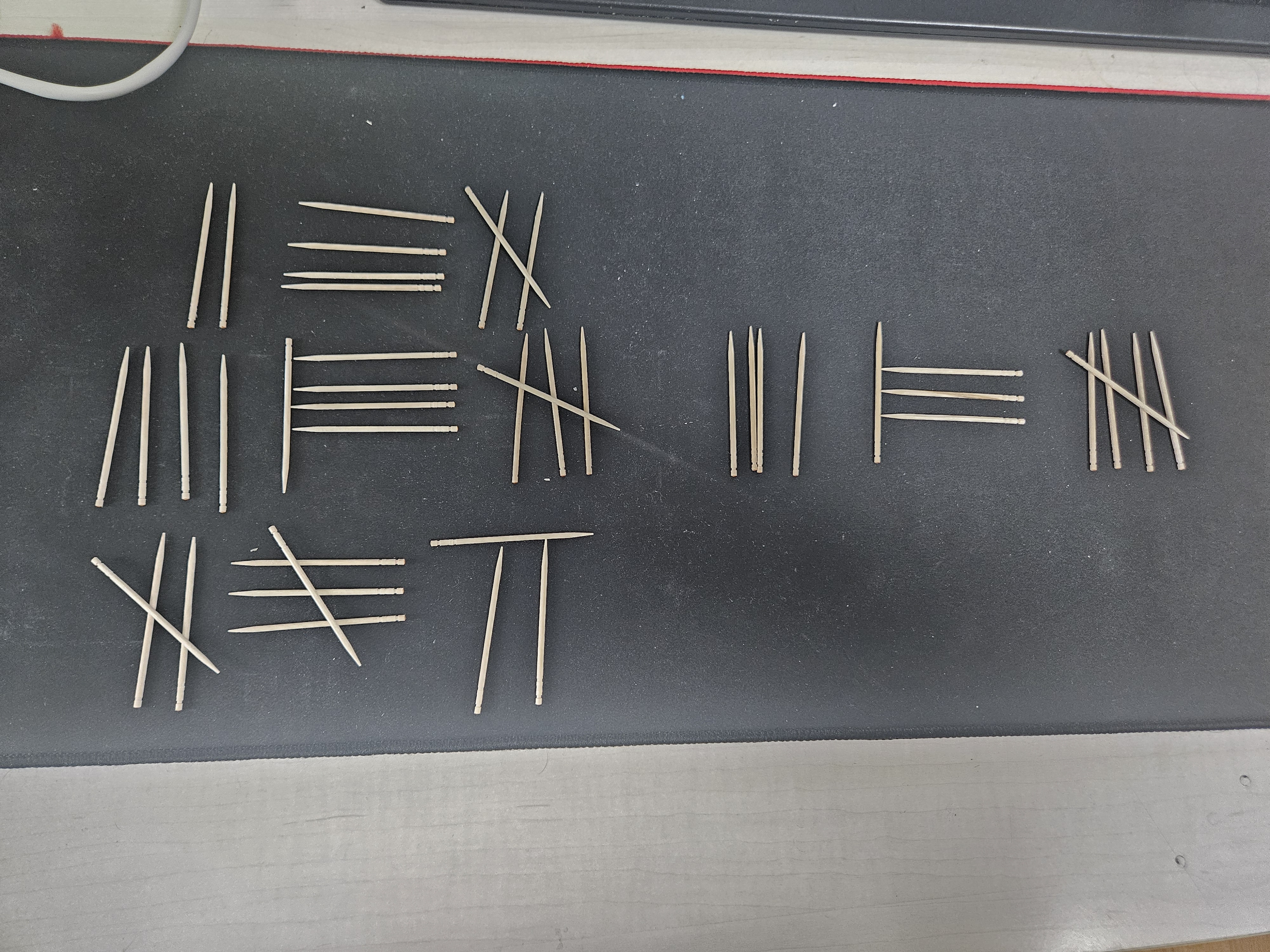 1행을 2행 오른쪽에 옮긴 산가지